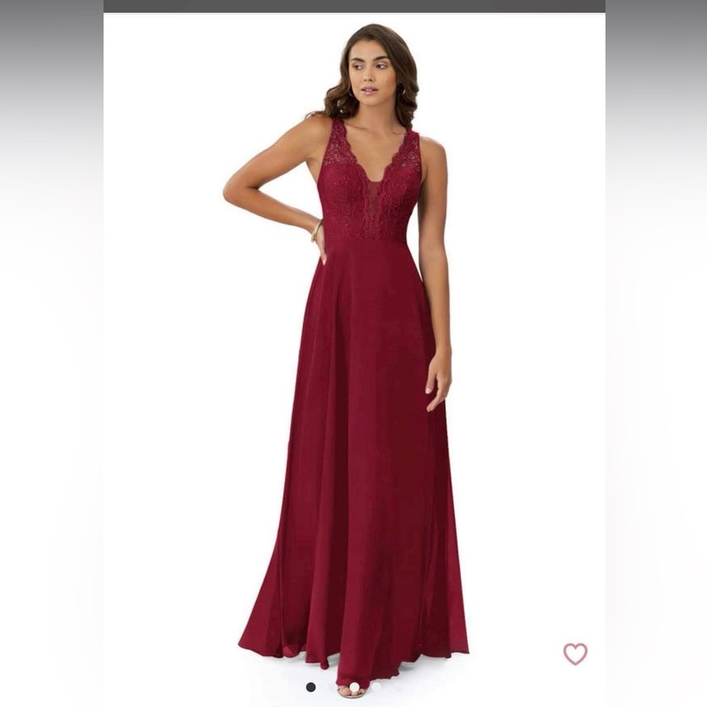 Azazie Darlene Burgundy Lace Bridesmaid Dress